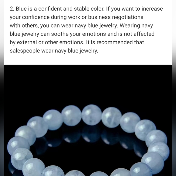 AQUAMARINE 10mm STONE STRETCH BRACELET. - Picture 4 of 7